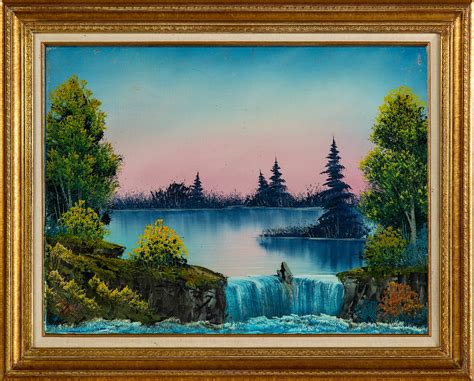 Bob Ross Misty Waterfall Signed Original Painting Contemporary Art