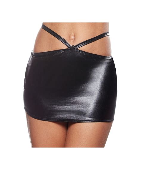 Allure Lingerie Black Wet Look Open Back Mini Skirt Sexystyle Eu
