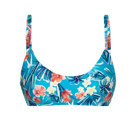 Bikini Tops Floral Blue Adjustable Bra Bikini Top Top Isla Bra