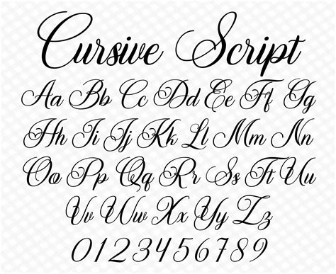 Calligraphy Fonts Alphabet Tattoo Lettering Fonts Cursive Script