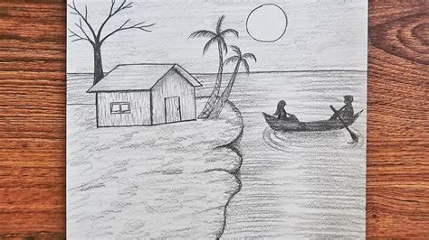 Kolay Karakalem Manzara Resmi Çizimi Nasıl Yapılır Adım Adım