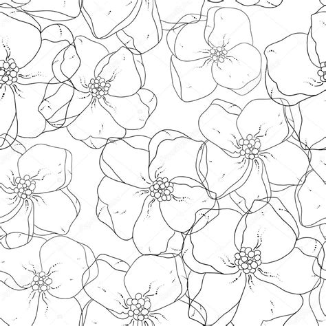 Seamless Floral Colored Background Black And White Fabric