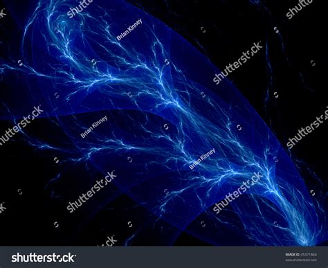 Abstract Art Background Blue Lightning On Dark Backdrop