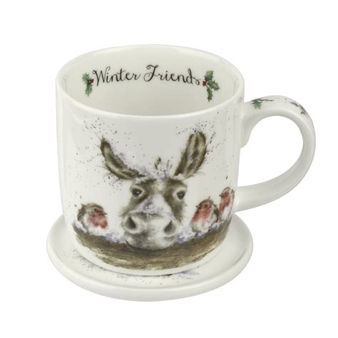 Wrendale Christmas Mug And Coaster Set Winter Friends