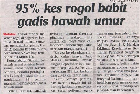 The increasing trend of crime rate would detriment the economic growth of a country. Remaja 13 Tahun Dirogol Lebih 10 Kali Oleh Abang Kandung ...