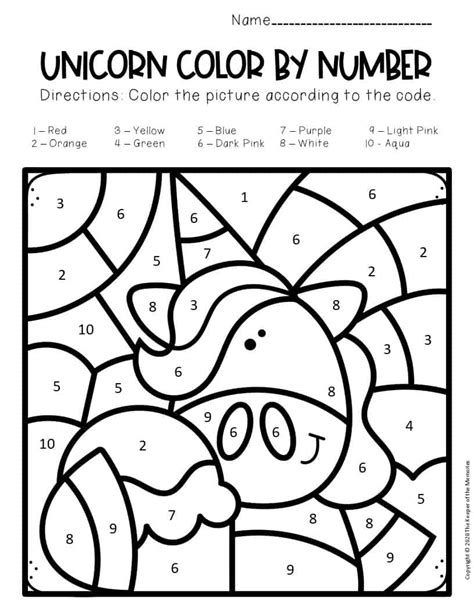 Free Printable Unicorn Color By Number Printable Word Searches