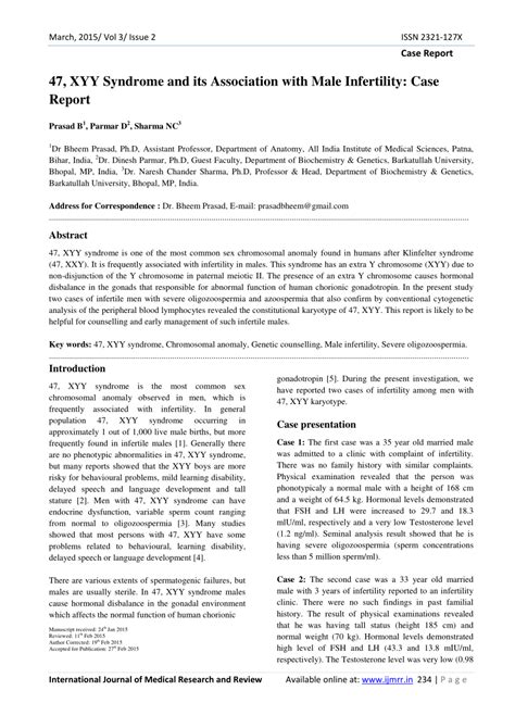 pdf case report 47 xyy syndrome and its association with male infertility case report