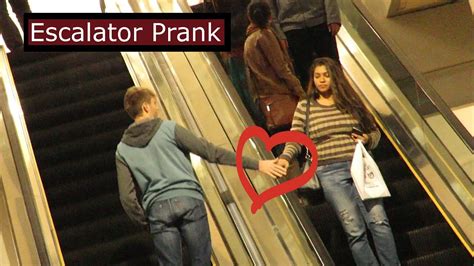 touching people s hands on the escalator youtube