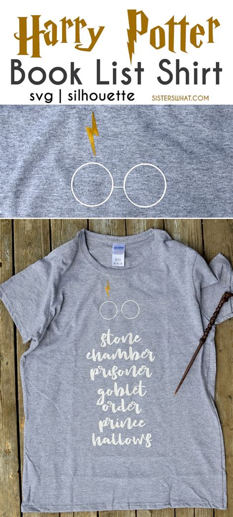Harry Potter Book list Shirt with free SVG and Silhouette Files