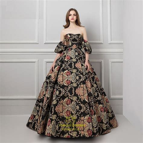 Explore more unique gifts in our curated marketplace. Black Strapless Satin Floral Embroidered Ball Gown With ...