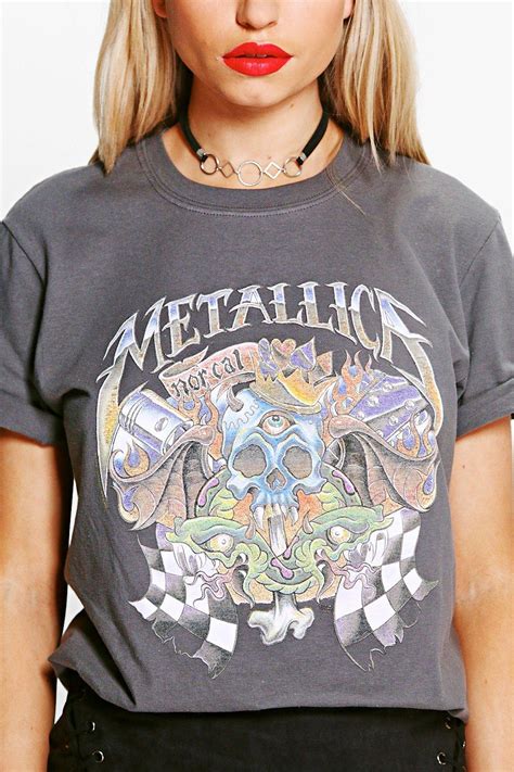Boohoo Womens Adriana Metallica Washed Out Band T Shirt Ebay