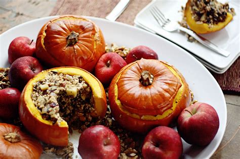 Turkey Wild Rice Apple And Cranberry Stuffed Pumpkins