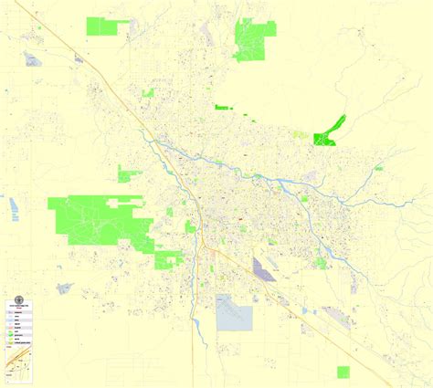 Tucson Printable Map Arizona Us Exact Vector Map Street