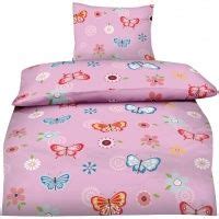 Die kinderbettwäsche owl von scm mit niedlichen motiven eule und blumen ist. Bettwäsche 135x200 Schmetterlinge Mädchen rosa Bettwäsche ...