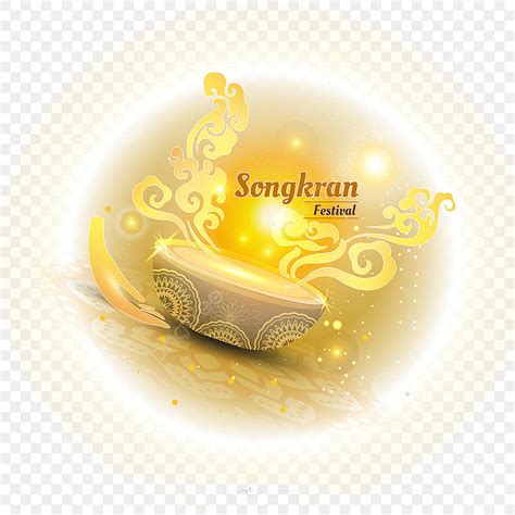 Songkran Festival Thailand Vector Art Png Golden Religious Pattern