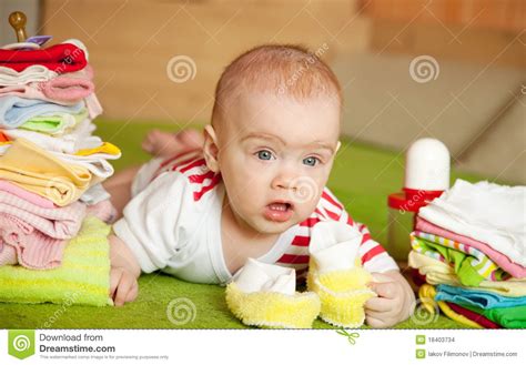 Baby Girl With Childrens Wear Stock Photo Image Of Adorable Many