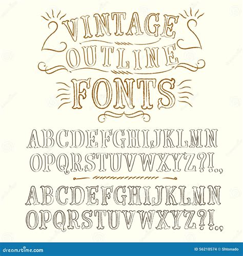 Vintage Hand Written Vector Fonts Set Stock Illustration Image 56210574