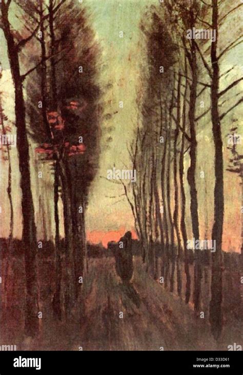 Vincent Van Gogh Avenue Of Poplars At Sunset 1884 Oil On Canvas