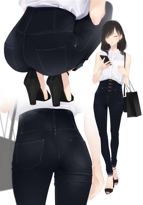 Safebooru 1girl Ama Mitsuki Ass Bag Bangs Bare Arms Bare Shoulders