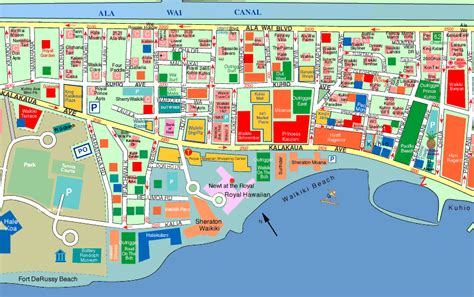 Waikiki Beach Map Hint Find The Red Dot At The Pink Hotel On The
