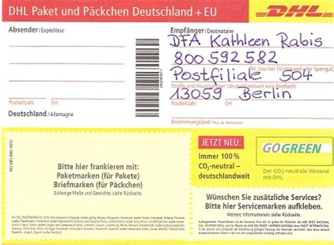 Druckformular zum ausdrucken der aufkleber für pakete und päckchen von dhl. DHL VERSANDSCHEIN AUSDRUCKEN PDF