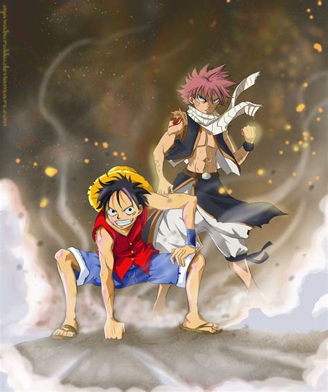 Luffy And Natsu By Ogawaburukku On Deviantart One Piece Fairy Tail