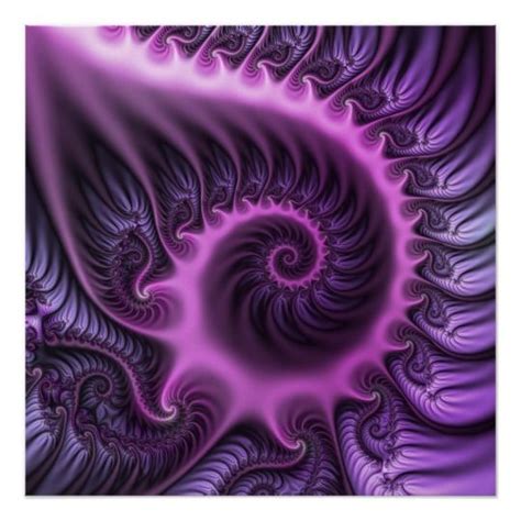 Vivid Abstract Cool Pink Purple Fractal Art Spiral Poster