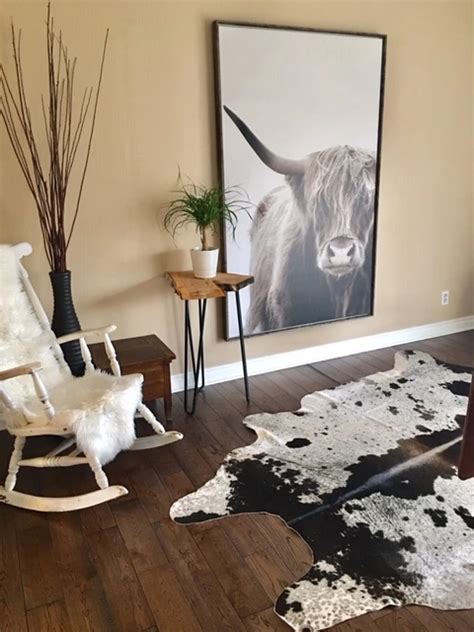Stunning Natural Cowhide Rug Spotted 90 X 80 Inches Cow Rug Living