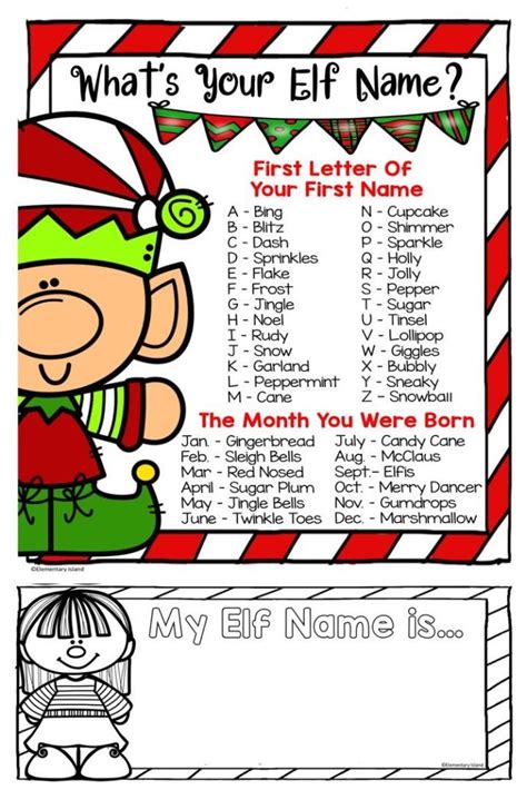 Names Of Christmas Elves Fun Christmas Activities Christmas Elf