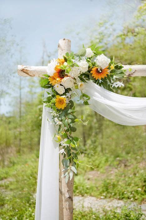 2pcs Flower Arch Décor With Sheer Drape Pack Of 3 Bright Sunflower