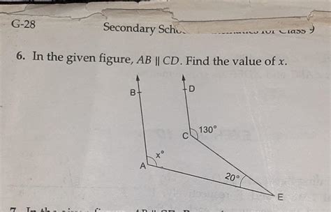 in the given figure ab parallel to cd find the value of x