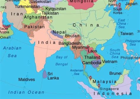 Sementara di beberagap negara asia dilewati oleh garis khatulistiwa memiliki iklim yang tropis seperti beberapa negara di asia tenggara. Peta Benua Asia Lengkap besarta Geografis dan Sejarahnya