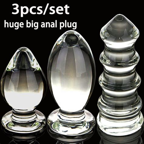 3pcs Set Huge Big Glass Anal Plug Anus Fisting Anal Dilator Vaginal Expander Butt Plugs Anal