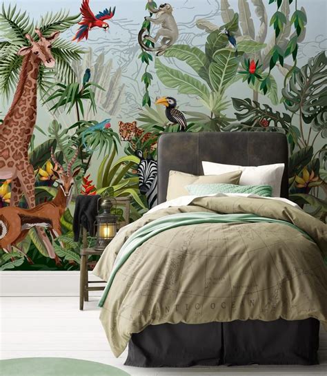 Jungle Mural Repositionable Removable Wallpaper Peel And Stick Etsy