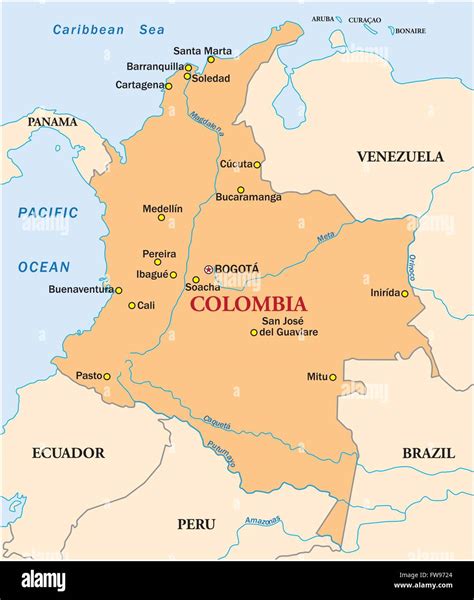 Carte vectorielle simple de l État colombien Image Vectorielle Stock