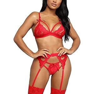 Kfly Reggicalze Donna Sexy Babydoll Lingerie Pizzo Pezzi Lingerie Set