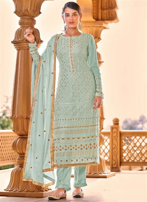 Buy Embroidered Work Pant Style Pakistani Salwar Kameez Online