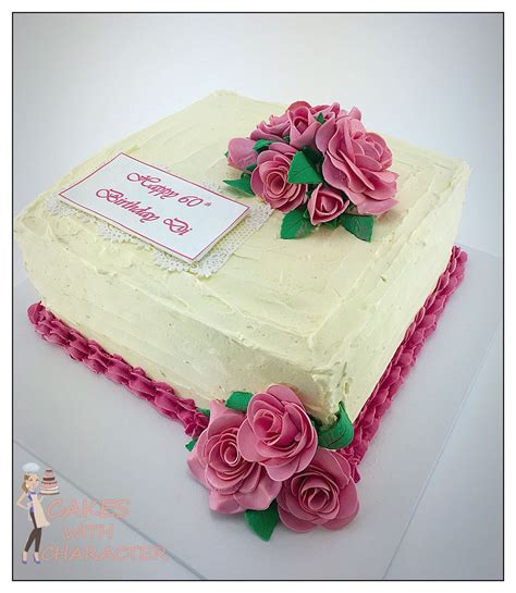 Christmas cake decorating ideas with fondant christmas tree cake design. 60th birthday square buttercream cake with pink fondant ...