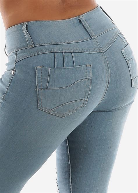 Moda Xpress Women S Push Up Butt Lifting Light Blue Wash Denim Shorts