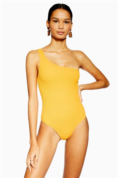 Topshop Orange One Shoulder Swimsuit Rosie Huntington Whiteley S Nude