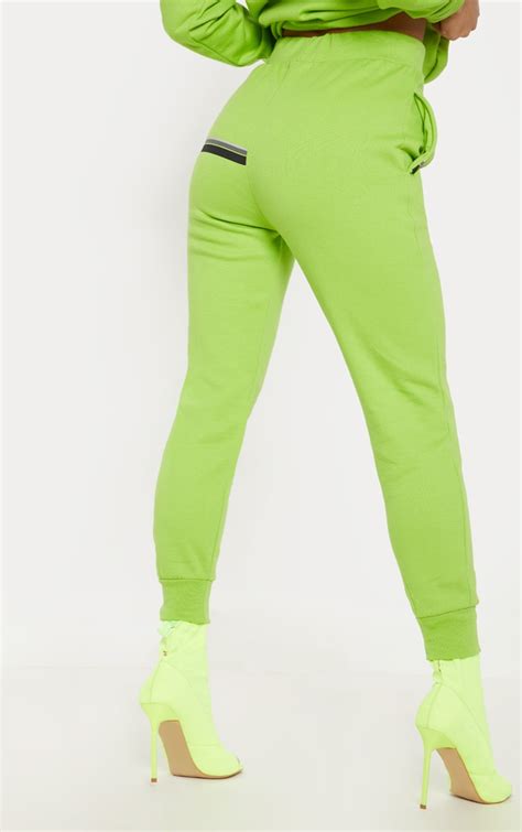 Plt Neon Lime Printed Stripe Jogger Prettylittlething Ie