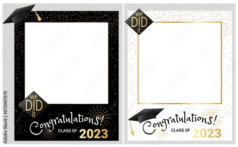 Vecteur Stock Congratulations Graduates Class Of 2023 Photo Booth Props