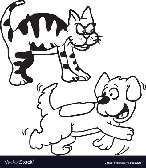 Simple Black And White Cat And Dog Royalty Free Vector Image