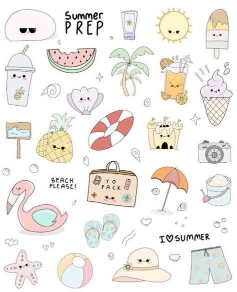 Summer Holiday Printable Stickers Summer Commercial Use Etsy