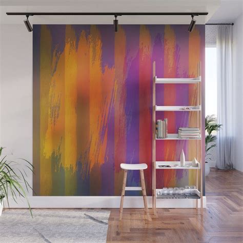 Rainbow Abstract With Stripes And Splashes Wall Mural By Walstraasart