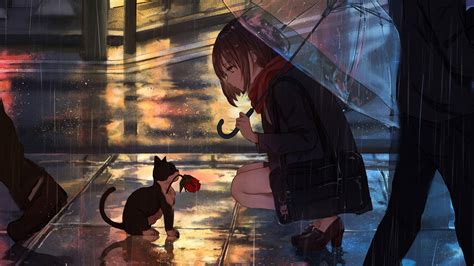 Anime Raining Background Hd Anime Rain Wallpapers For Free Download