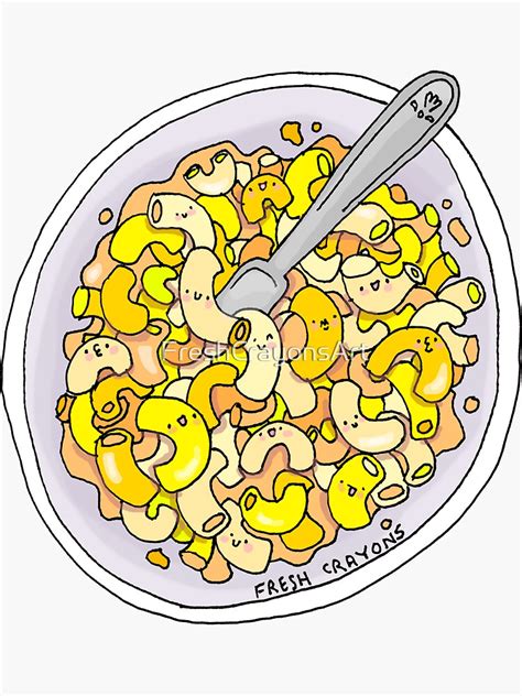Mac And Cheese Macaroni Kawaii Cartoon Sticker For Sale By