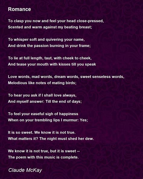 Romance Poem By Claude Mckay Poem Hunter