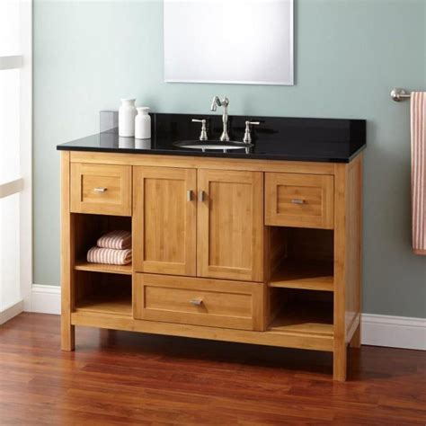 Shallow or narrow depth bathroom vanities aren't the norm these days as people continue to build larger and larger homes, yet there continues to be a need for practical options for smaller existing spaces. 48" Narrow Alcott Vanity for Undermount Sink #bathroomvanities | Narrow bathroom vanities