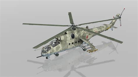 Mi24 Hind Russian Helicopter Gunship 3d Model Game Ready Max Obj 3ds
